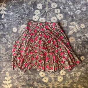 Extra Belles Chic Leopard and Pink Floral Dancer Italian Skirt